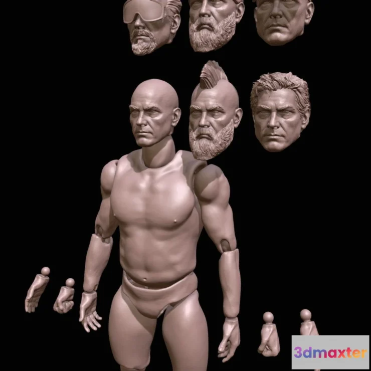 1525302 - PBR Game 3D Models - Action Figure 3D Printing Male Movable Body 3D Max