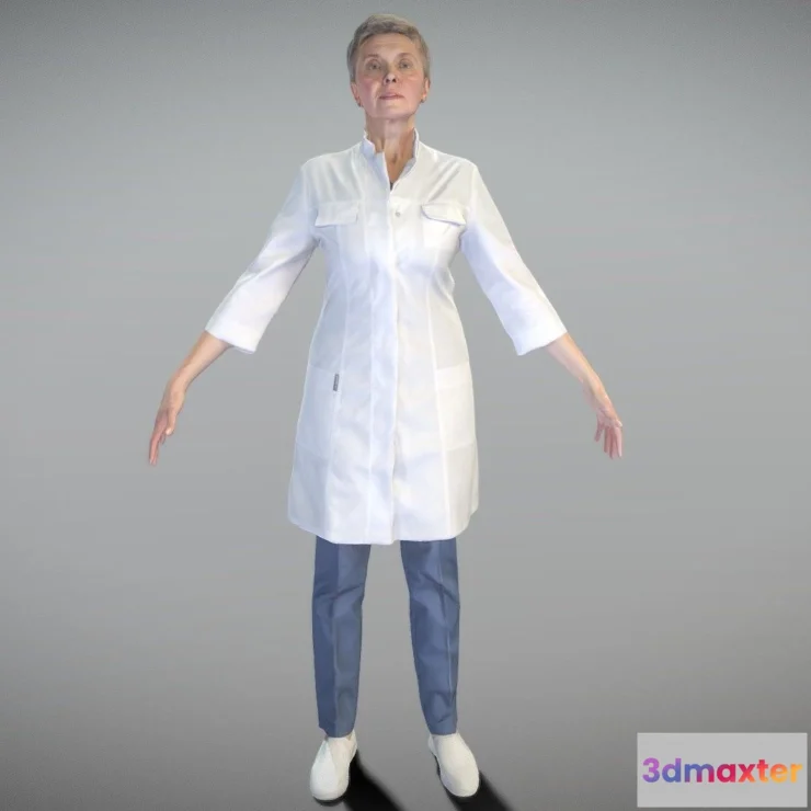 1525304 - PBR Game 3D Models - Adult Female Medical Doctor In A Pose 145 3D Max