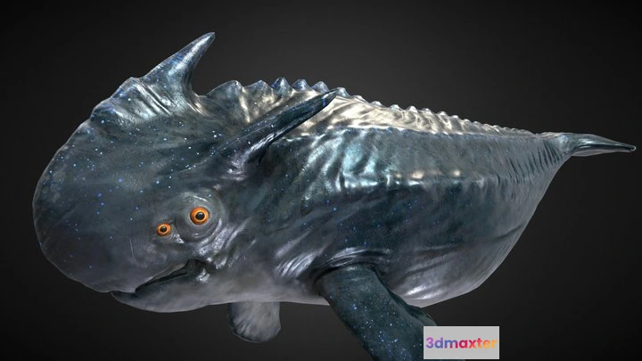 1525354 - PBR Game 3D Models - Alien Fantasy Ocean Creature   Tri Whale 3D Max