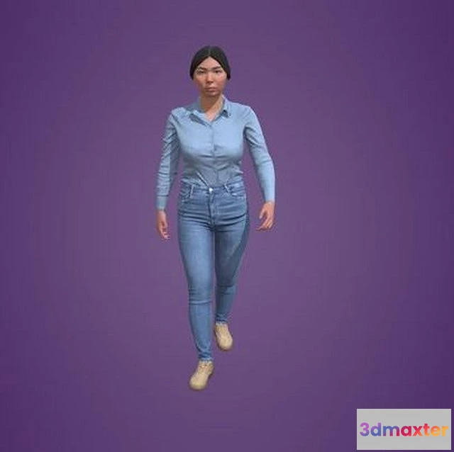 1525402 - PBR Game 3D Models - Animated Asian Woman Walking 5152 W1 3D Max