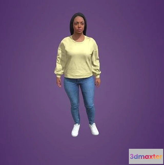 1525406 - PBR Game 3D Models - Animated Black Woman Standing Idle 8002 SI3 3D Max