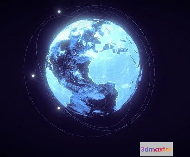 1525416 - PBR Game 3D Models - Animated Hologram Planet Earth Sci Fi 3D Model 3D Max