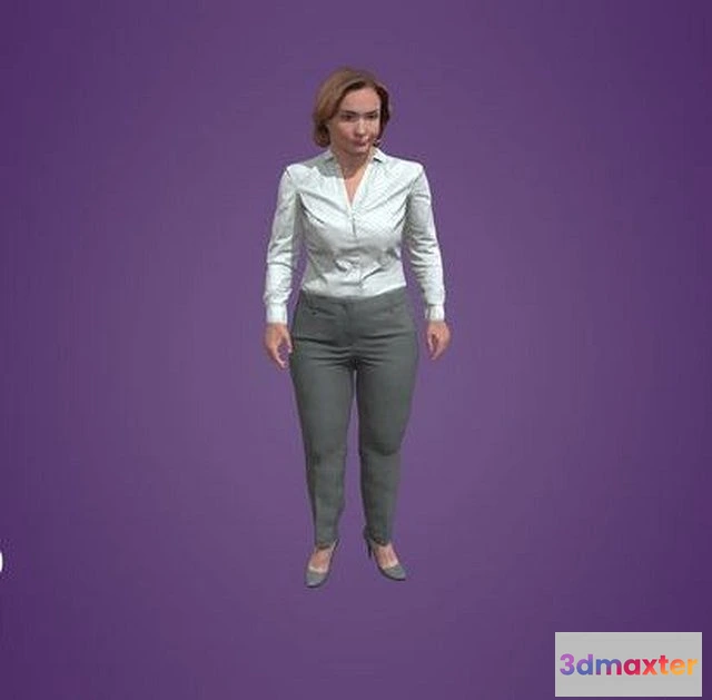 1525428 - PBR Game 3D Models - Animated Woman Standing Listening 9438 SL1 3D Max