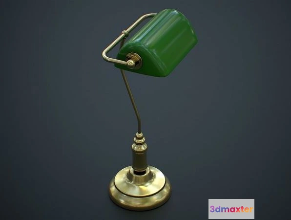 1525440 - PBR Game 3D Models - Antique Bankers Desk Lamp Green 3D Max