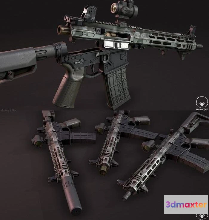 1525454 - PBR Game 3D Models - AR-15 SLR Rifleworks 3D Max