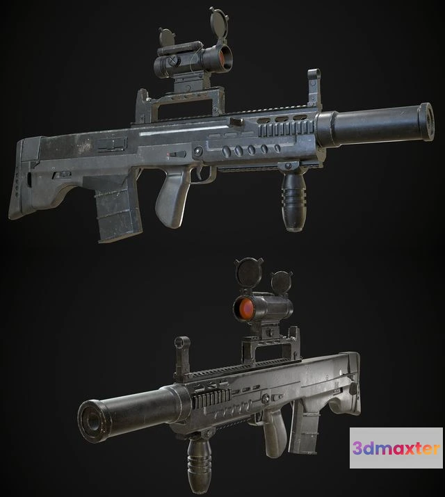 1525476 - PBR Game 3D Models - ASh-12-7 Battle Rifle 3D Max