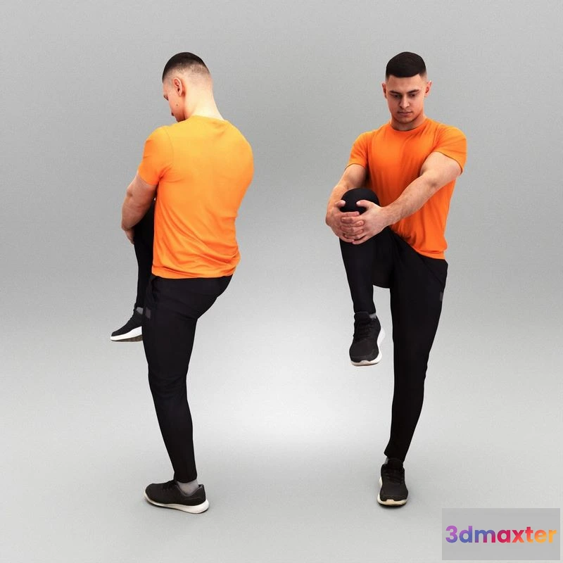 1525486 - PBR Game 3D Models - Athletic man doing leg stretches 395 3D Max