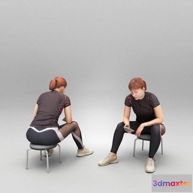 1525498 - PBR Game 3D Models - Athletic young woman using smartphone 389 3D Max