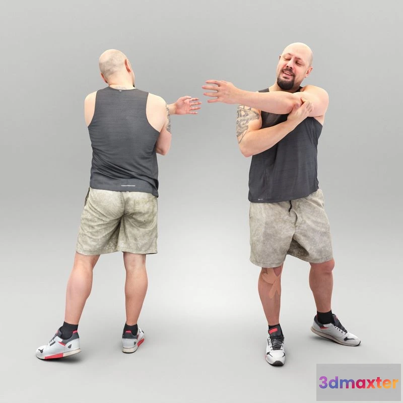 1525554 - PBR Game 3D Models - Bald man working out 433 3D Max