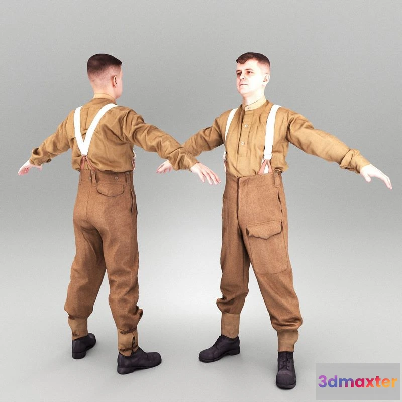 1525632 - PBR Game 3D Models - British soldier ready for animation 359 3D Max