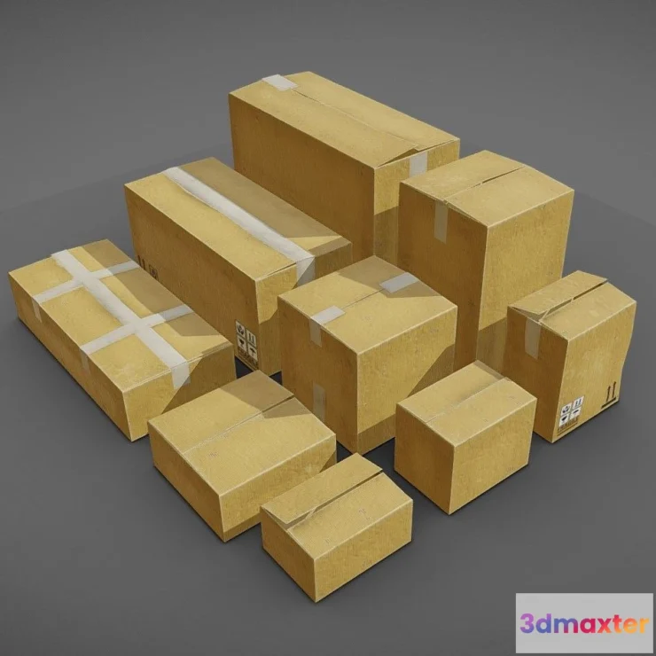 1525666 - PBR Game 3D Models - Card Board Box 3D Max