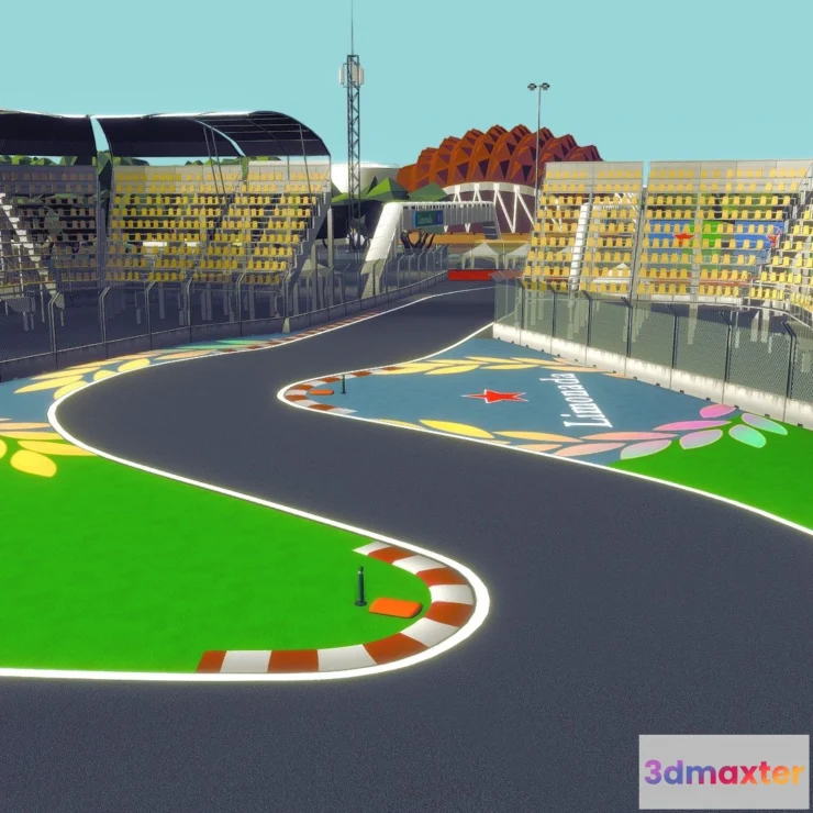 1525670 - PBR Game 3D Models - Cartoon Race Track Mexico 3D Max