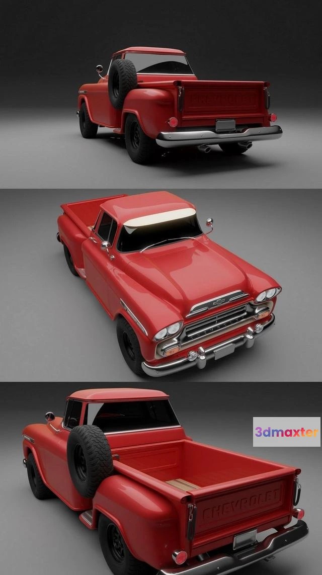 1525686 - PBR Game 3D Models - Chevrolet Apache 1959 (red) 3D Max