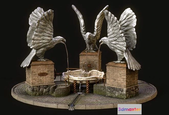 1525826 - PBR Game 3D Models - Eagle and Snake water well 3D Max