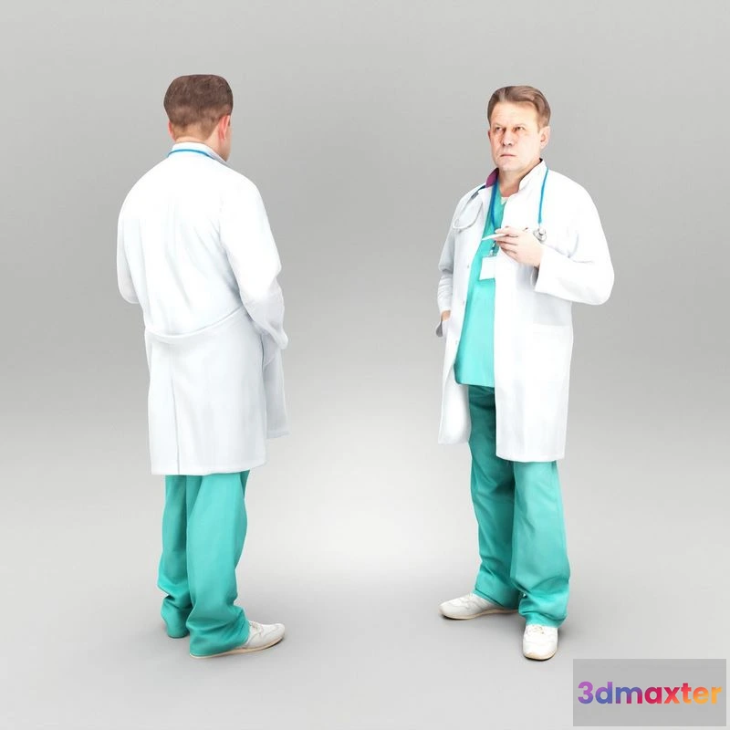 1525866 - PBR Game 3D Models - Experienced doctor holding pen 401 3D Max