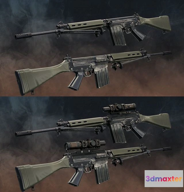 1525888 - PBR Game 3D Models - Fal 50 Assault Rifle 3D Max