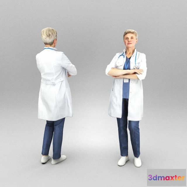 1525908 - PBR Game 3D Models - Female doctor posing 414 3D Max