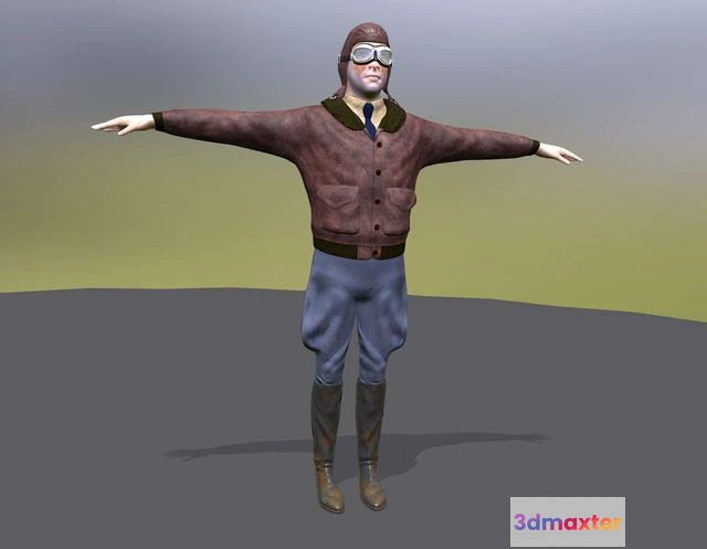 1525952 - PBR Game 3D Models - Flyboy Barnstorm Pilot - aviator 3D Max