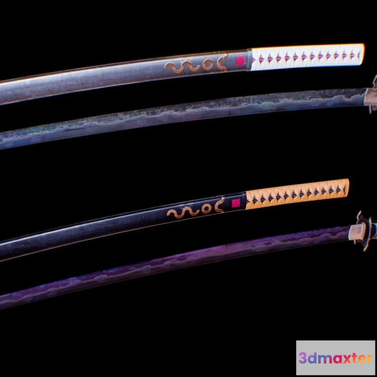 1525994 - PBR Game 3D Models - Futuristic Katana Sword 3D Max
