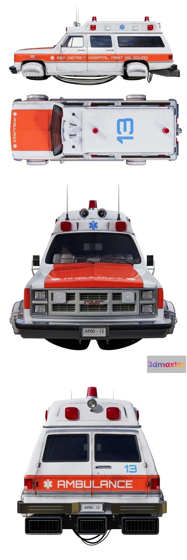 1526050 - PBR Game 3D Models - GMC Suburban Sci-Fi Ambulance 3D Max