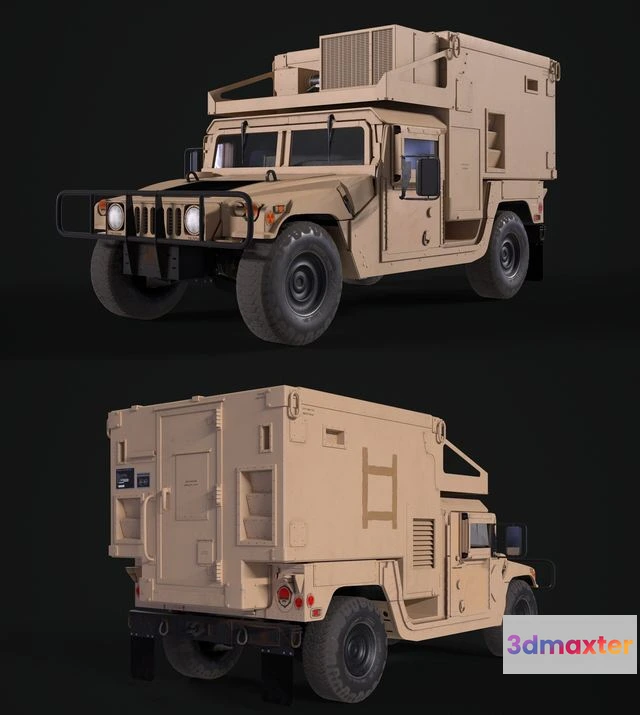 1526106 - PBR Game 3D Models - HMMWV Shelter humvee 3D Max