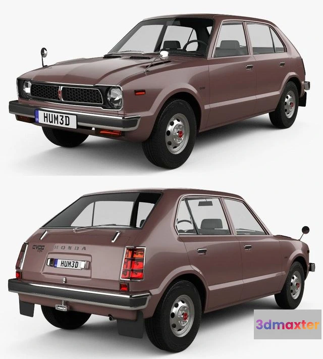 1526118 - PBR Game 3D Models - Honda Civic 4-door 1976 3D Max