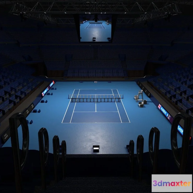 1526140 - PBR Game 3D Models - Indoor Tennis Stadium 3D Max