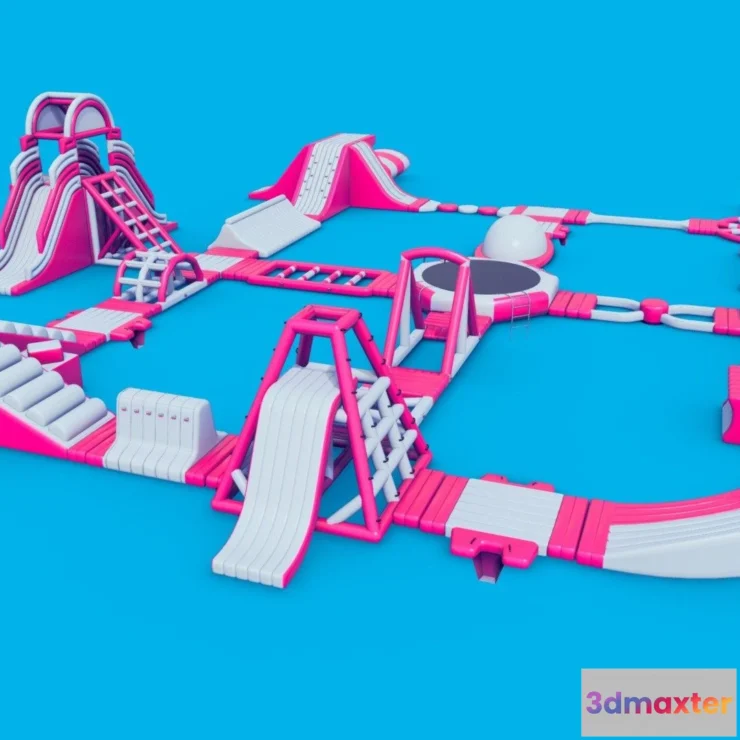 1526146 - PBR Game 3D Models - Inflatable Water Trampoline Obstacle Course 3D Max