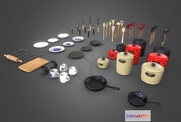 1526186 - PBR Game 3D Models - Kitchen Accessories 3D Max