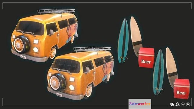 1526188 - PBR Game 3D Models - Kombi Beach 3D Max