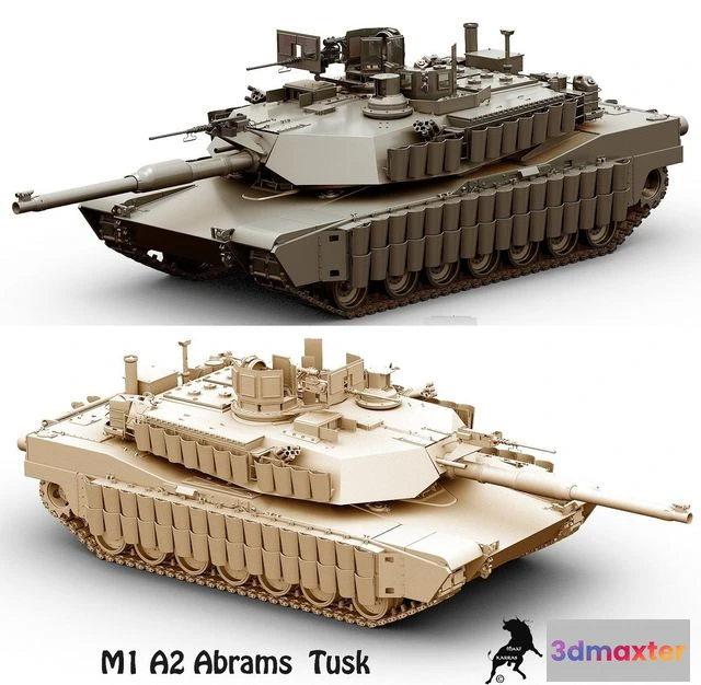 1526240 - PBR Game 3D Models - M-1 A2 Abrams Tusk 3D Max