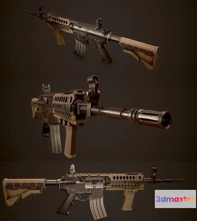1526246 - PBR Game 3D Models - M4 Assault Rifle 3D Max