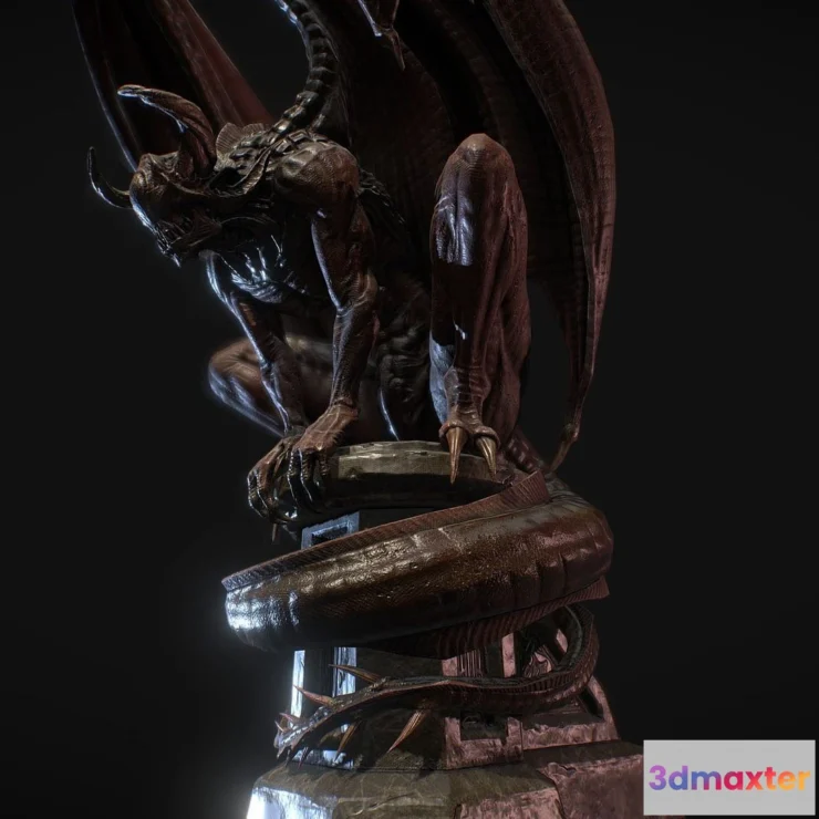 1526354 - PBR Game 3D Models - Nightgaunt Statue Revival 3D Max
