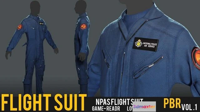 1526380 - PBR Game 3D Models - NPAS Style Flight suit EUP 3D Max