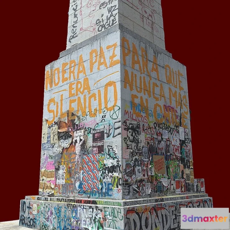 1526392 - PBR Game 3D Models - Obelisco Tras Protestas En Chile 2019 3D Max