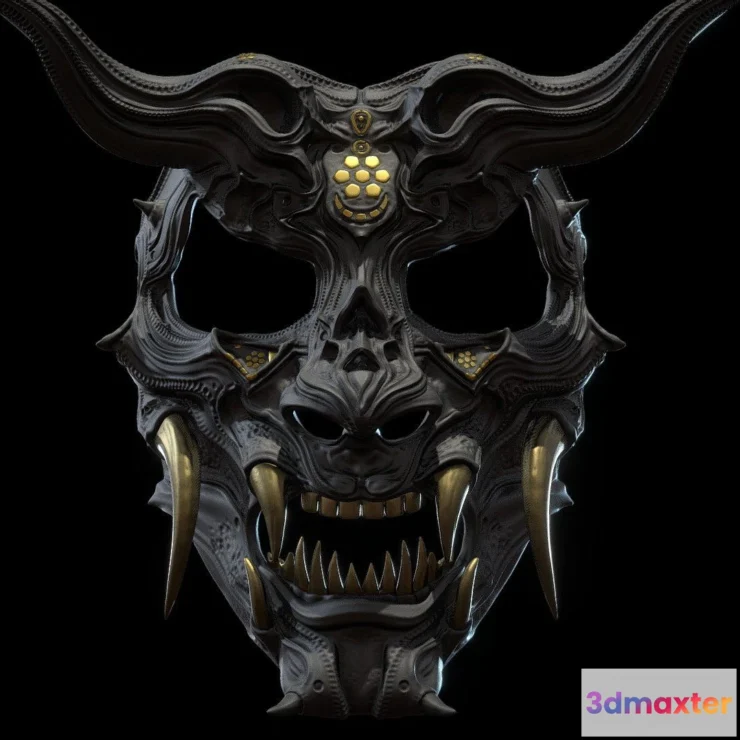 1526456 - PBR Game 3D Models - Oni Kiba Mask 3D Max