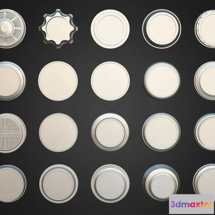 1526506 - PBR Game 3D Models - Pack Of 20 Disk Bases Vol 01 3D Max