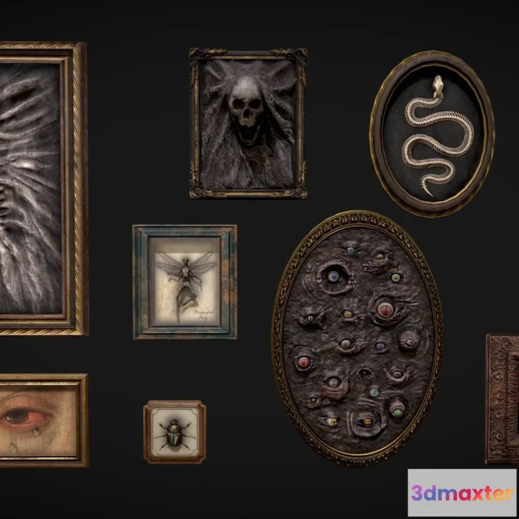 1526530 - PBR Game 3D Models - Paintings Wall Decorations Low Poly Pack 3D Max