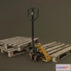 1526532 - PBR Game 3D Models - Pallet Jack With Pallets Low Poly 3D Max