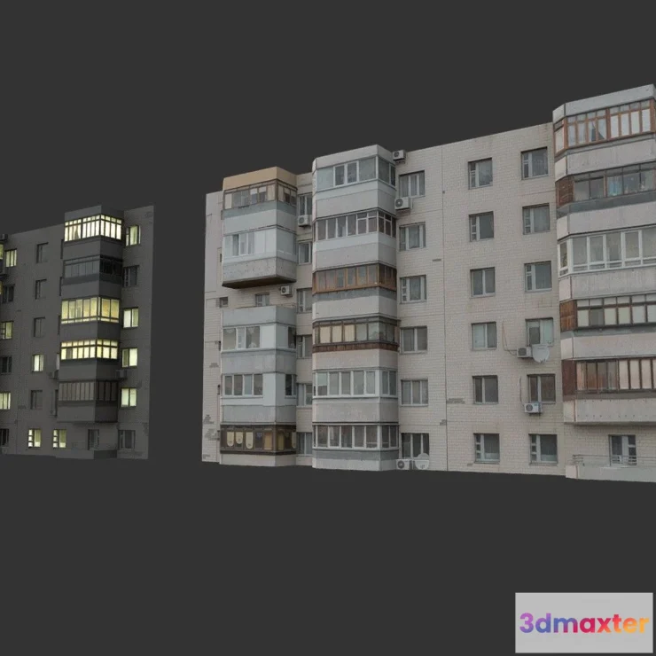 1526534 - PBR Game 3D Models - Panel Hause Khrushchevka 3D Max