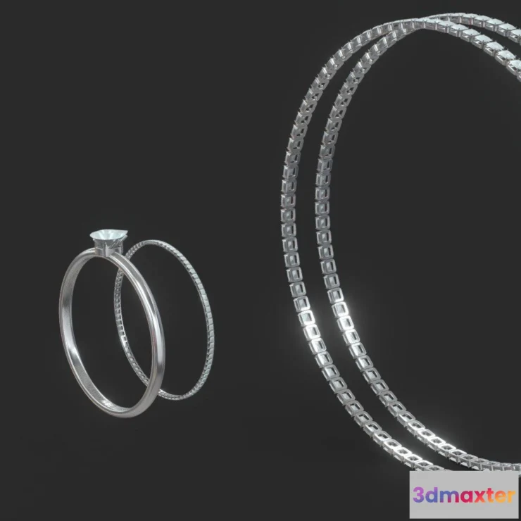 1526576 - PBR Game 3D Models - Pear Tear Drop Diamond Jewelry Pack 3D Max