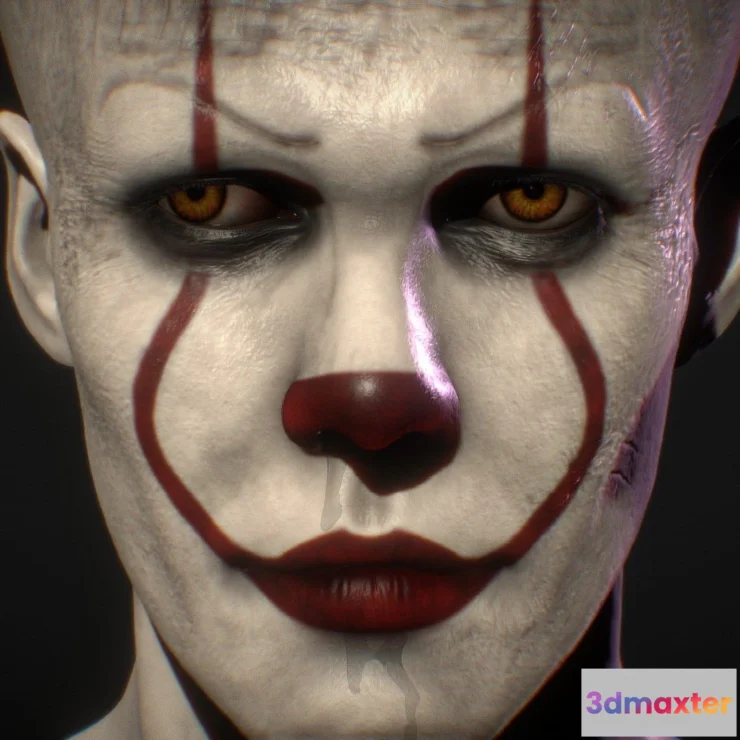 1526592 - PBR Game 3D Models - Pennywisethe Dancing Clown 3D Model 3D Max