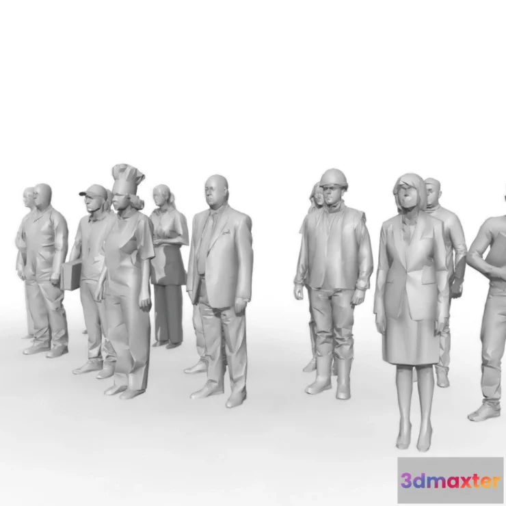 1526598 - PBR Game 3D Models - People Low Poly Group 16 3D Max