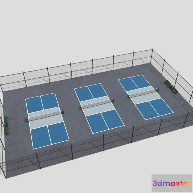 1526634 - PBR Game 3D Models - Pickleball Courts 3D Max