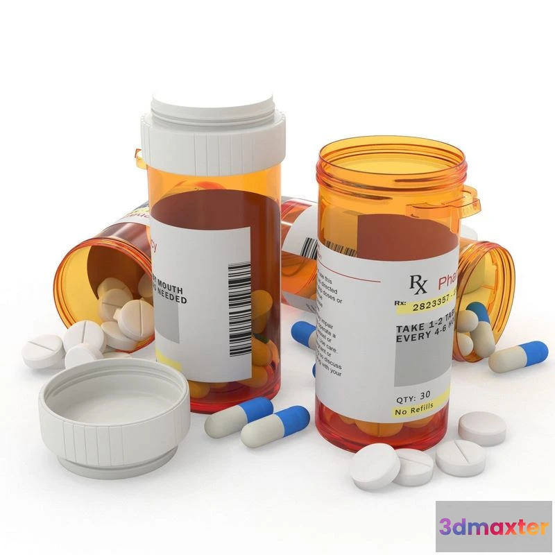 1526644 - PBR Game 3D Models - Pill Bottle Set 3D Max