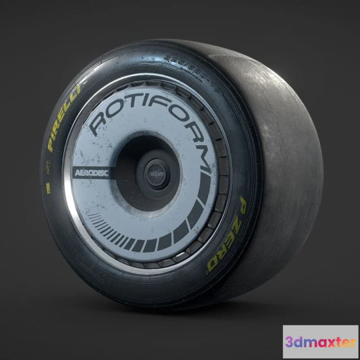 1526672 - PBR Game 3D Models - Pirelli Slick Tire Aerodisc Rotiform Rim 3D Max