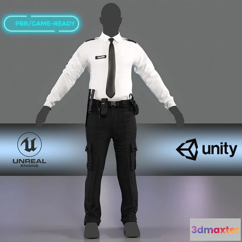 1526738 - PBR Game 3D Models - Police Uniform Duty belt 3D Max