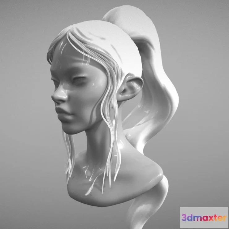 1526754 - PBR Game 3D Models - Ponytail Hairstyle 3D Max