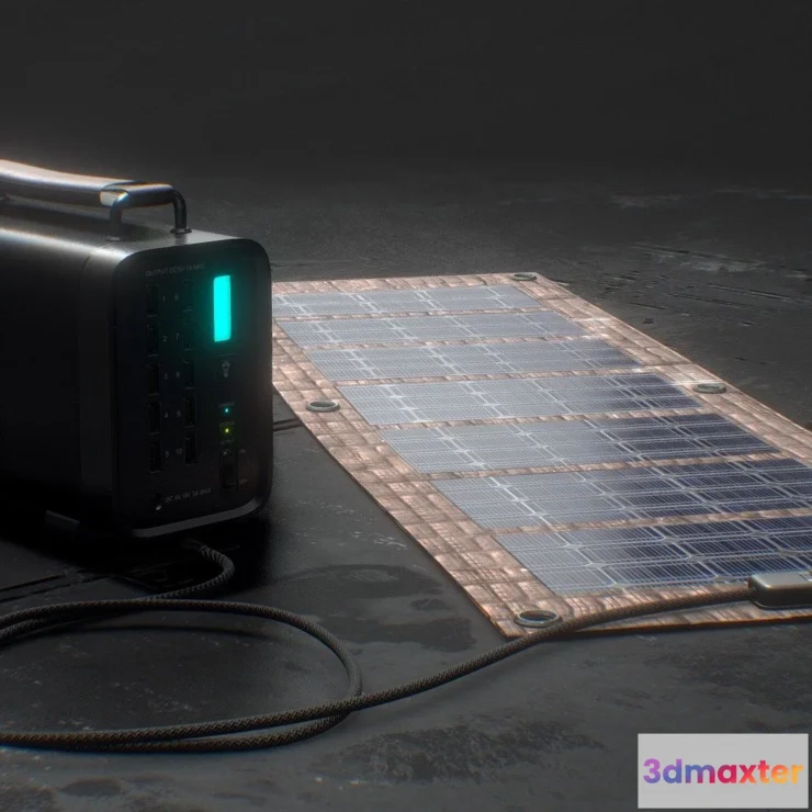 1526780 - PBR Game 3D Models - Portable Solar Battery 3D Max