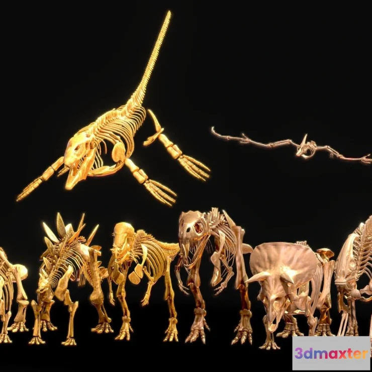 1526902 - PBR Game 3D Models - Realistic Ancient Reptilians Fossil 3D Max